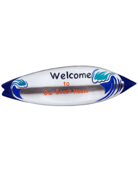 Wood Surfboard shape Welcome to Our Beach House Sign