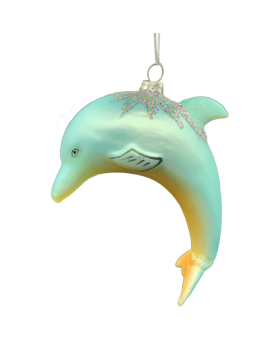 Blown Glass & Resin Dolphin Ornament