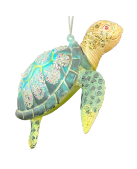 Blown Glass & Resin Sea Turtle Ornament