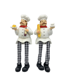 2 Assorted Resin Male chefs w/Dangle Legs