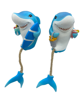 2 Assorted Resin Sharks w/Dangle Fins