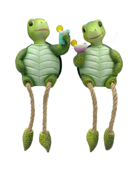 2 Assorted Resin Sea Turtles w/Dangle Flippers