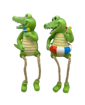 2 Assorted Resin Alligators w/Dangle Legs