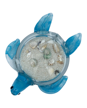 Glass Sea Turtle with sand and shells