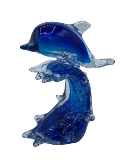 Glass Blue Dolphin on Blue Wave