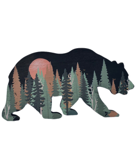 Bear shaped wall plaque with painted Tree design