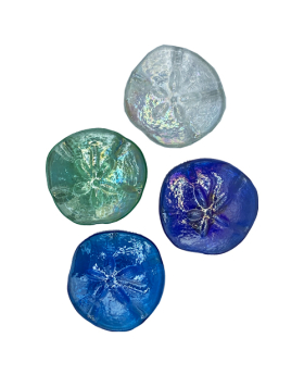 4 Assorted Glass Sand Dollars with Irridescent finish
