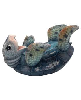 Resin sea turtle on back wine bottle holder