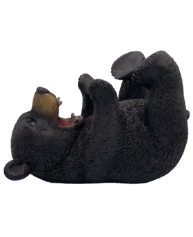 Resin black bear on back wine bottle holder