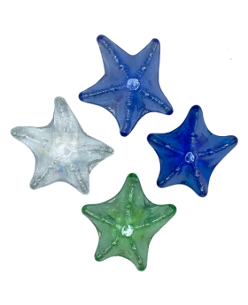 4 Assorted glass Starfish with Irridescent finish
