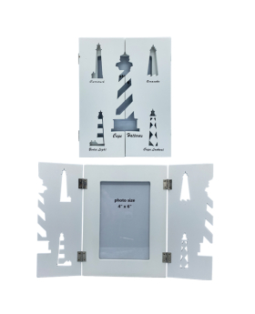 Wood 5 Lighthouse cutout 4 x 6 photo Frame