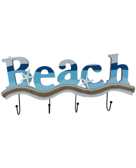 Special Price  Wood/Rope Beach sign with Hooks