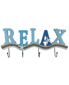 Wood/Rope Relax Sign with Hooks