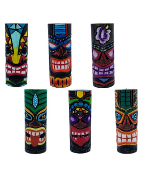 6 Assorted Wood Tiki Totem Statues