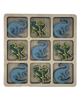 Wood Dinosaur Tic Tac Toe game