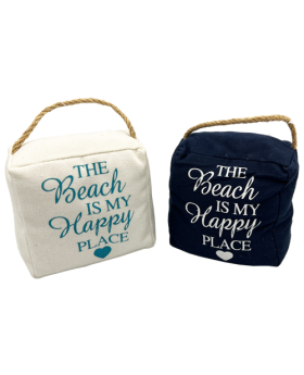 2 Assorted Cloth Door Stops THE BEACH IS MY HAPPY PLACE