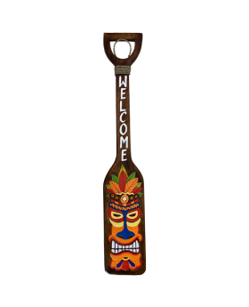 Wood Tiki Face Welcome Paddle sign