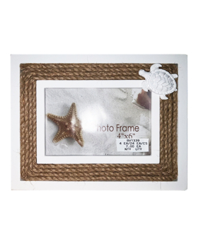 4 x 6 inch Wood and Rope Frame with resin Turtle