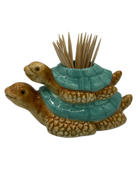 Ceramic Mom and Baby Sea Turtle Toothpick holder