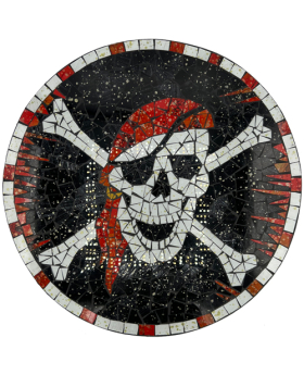 Round Mosaic Jolly Roger plaque