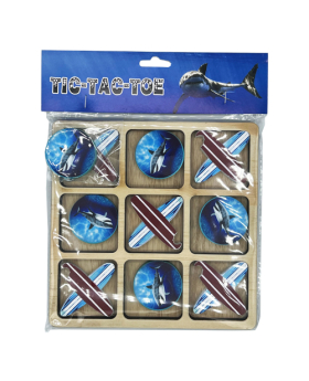 Wood Crossed Surfboards and Shark Tic Tac Toe