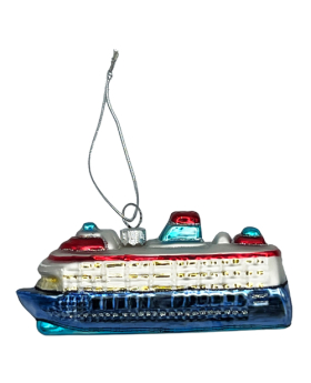 Blown Glass Cruise Ship Ornament