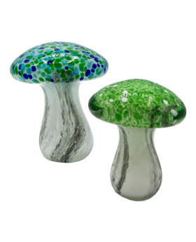 2 Asst Small GID Glass Mushrooms
