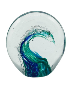 Round Glass Rip Curl Wave Paperweight