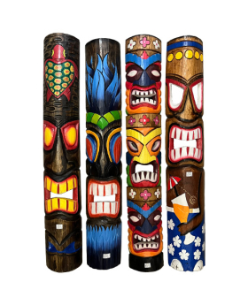 4 assorted Wood Tiki Masks