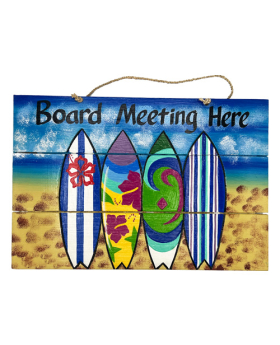Wood Board Meeting Surfboard Sign