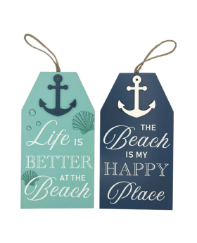 Wood 2 Asst Anchor Beach Plaques