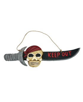 Wood Pirate Sword "Keep Out" Sign