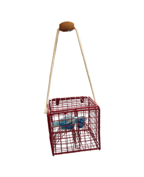Metal Crab Trap with blue Crab Ornament