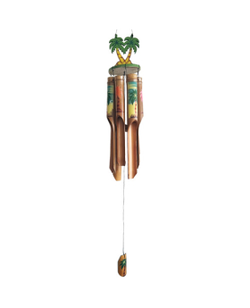 Bamboo Chime with Double Palm Tree Top