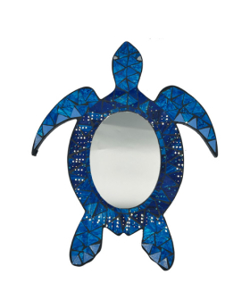 Multi Blue Mosaic Turtle Mirror Plaque
