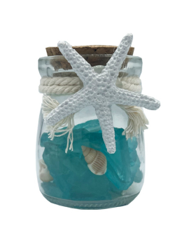 Glass Jar with Resin Starfish & Sea Glass & Shells