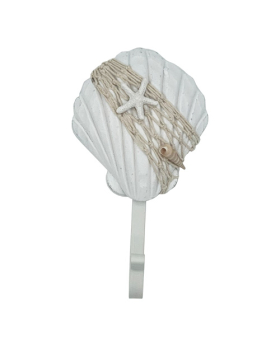 Wood Shell Hook with Net & Starfish