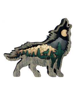 Wood Multi Layer Wolf figurine