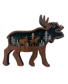 Wood multi layer Moose figurine