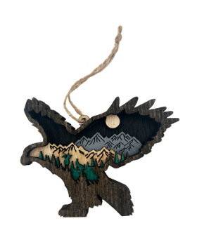 Wood multi layer Eagle Ornament