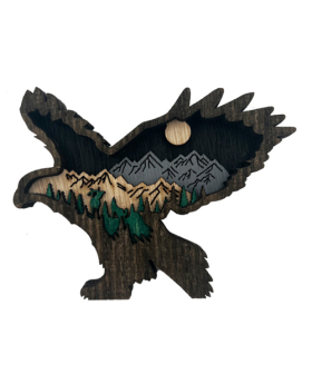 Wood multi layer Eagle Magnet