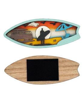 Wood Multi Layer Surfboard/Surfer Magnet