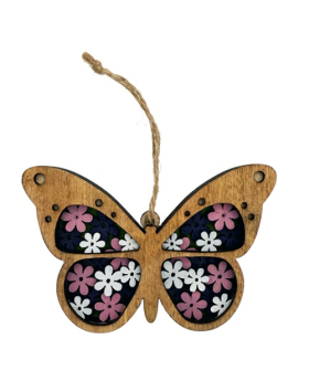 Wood Multi Layer Butterfly Ornament