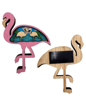 Wood Multi Layer Flamingo Magnet