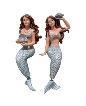 2 Asst Resin Mermaids with Dangle Tail Fins