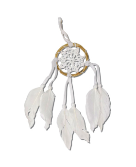 Small crochet white Dreamcatcher with feathers