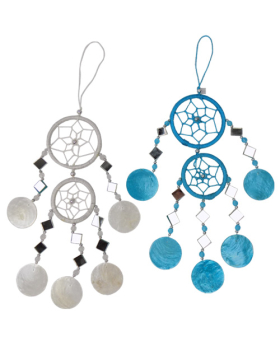 2 assorted double Dreamcatchers with capiz and mirrors