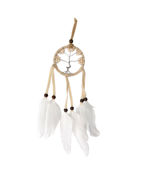 mini natural Tree of Life Dreamcatcher with feathers