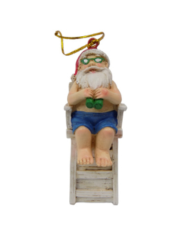 Special Price Resin Santa in Lifeguard Chair Christmas Ornament