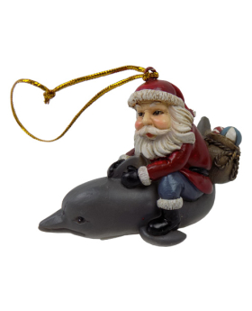 Special Price Resin Santa on Dolphin Christmas Ornament